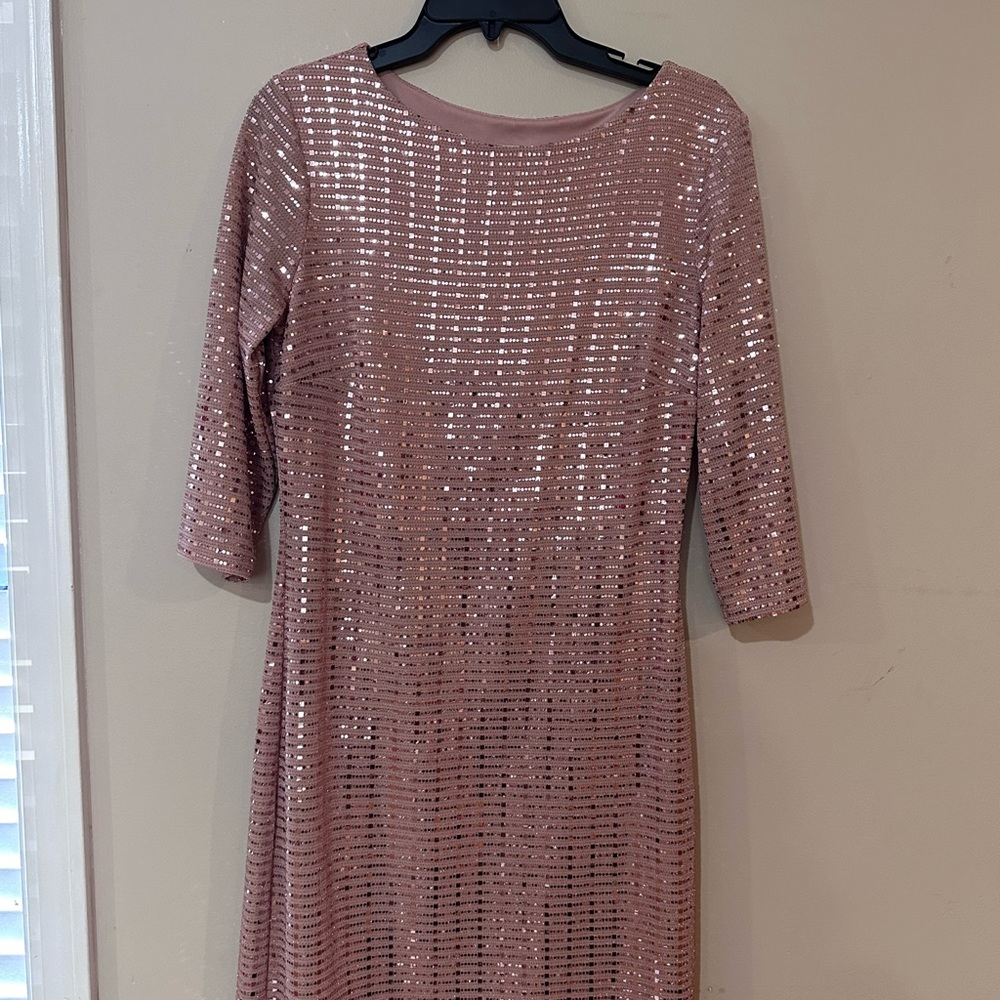 Rose gold party dress.